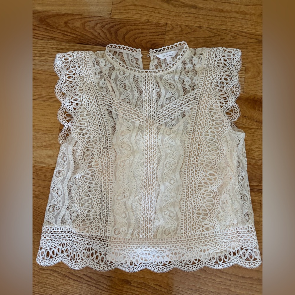 LC Lauren Conrad Cream Lacework Camisole